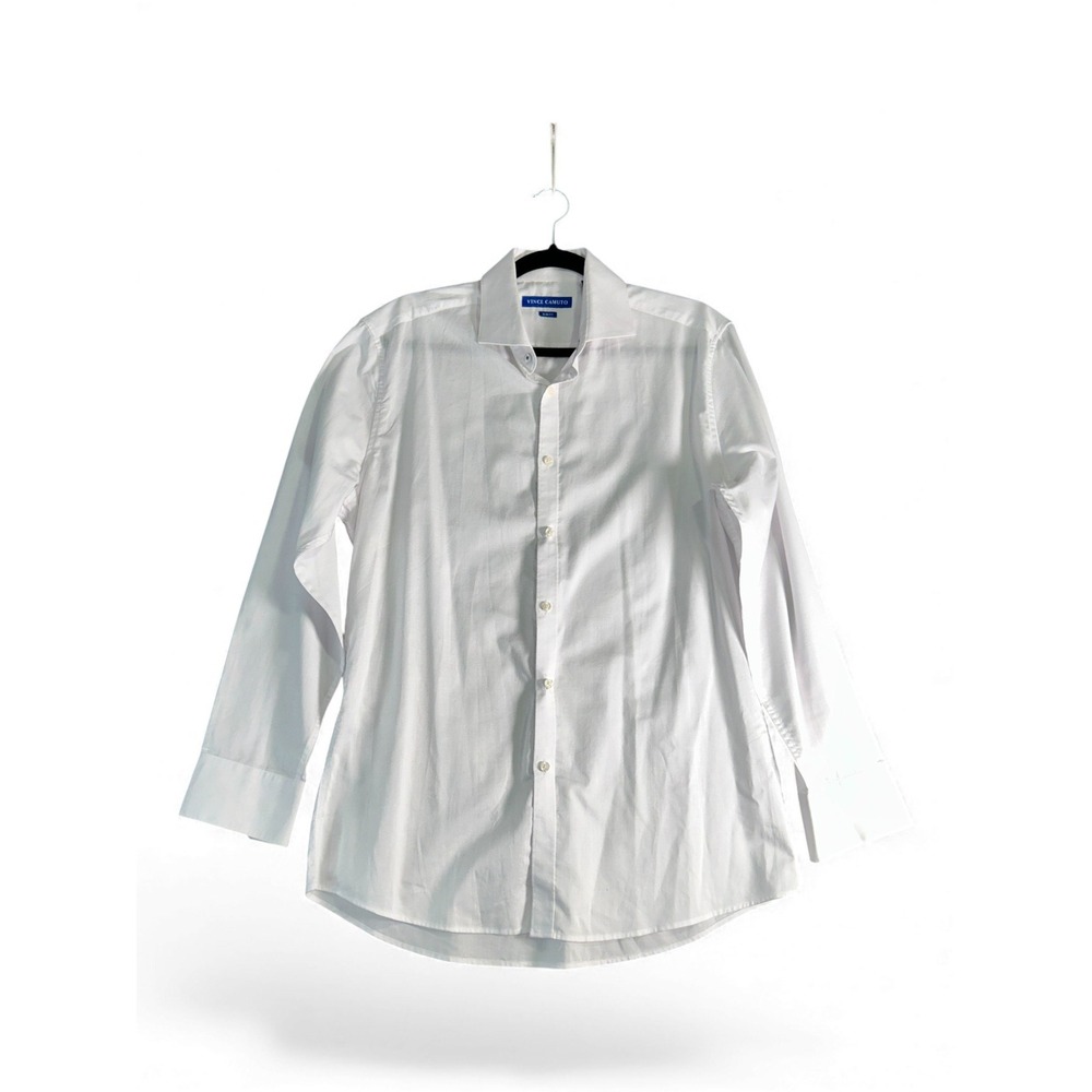 Vince Camuto Men Dress Shirt White Slim Fit Long Sleeve ButtonDown Size 16 32/33